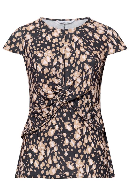 YOURS LONDON Plus Size Black Animal Print Twist Buckle Top | Yours Clothing 5