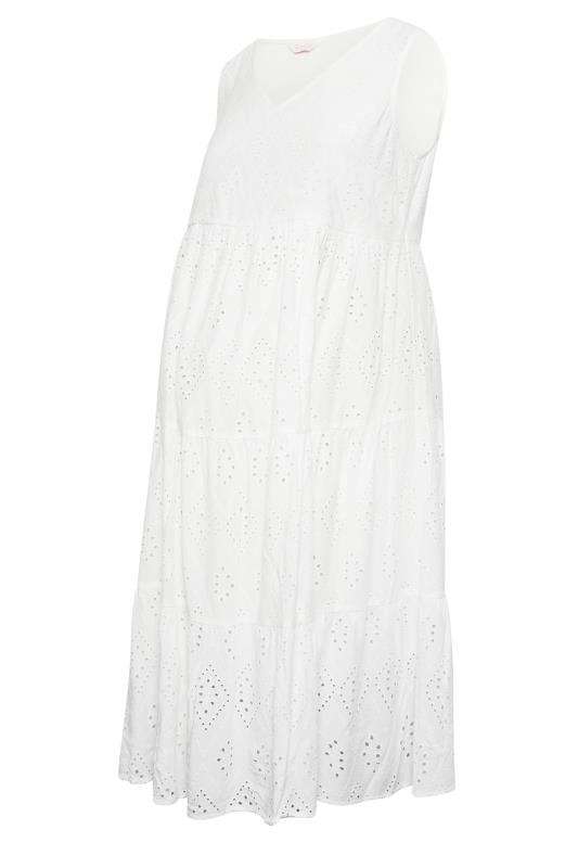 BUMP IT UP MATERNITY Plus Size White Tiered Midi Dress | Yours Clothing  7