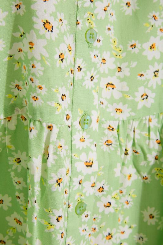 Plus Size Green Daisy Print Drop Pocket Peplum Top | Yours Clothing  5