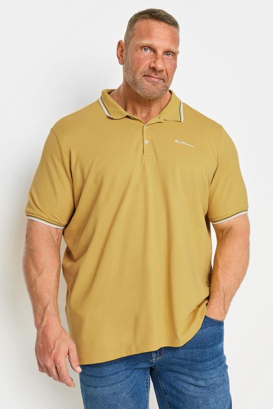 BEN SHERMAN Big & Tall Yellow Tipped Polo Shirt | BadRhino 1