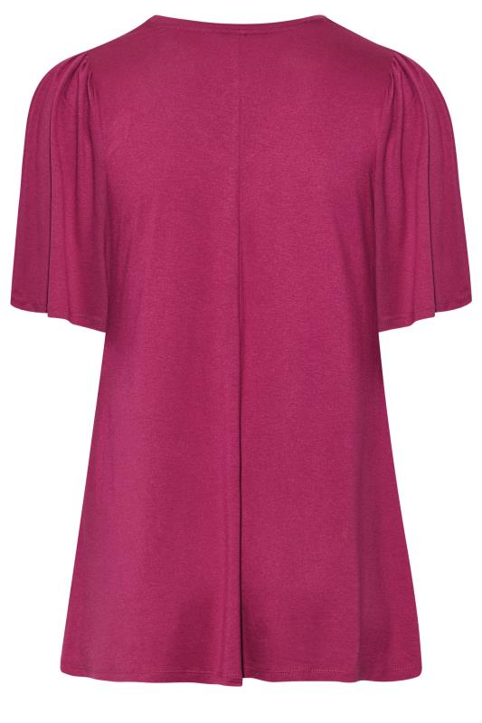Plus Size Pink Pleat Angel Sleeve Swing Top | Yours Clothing 6