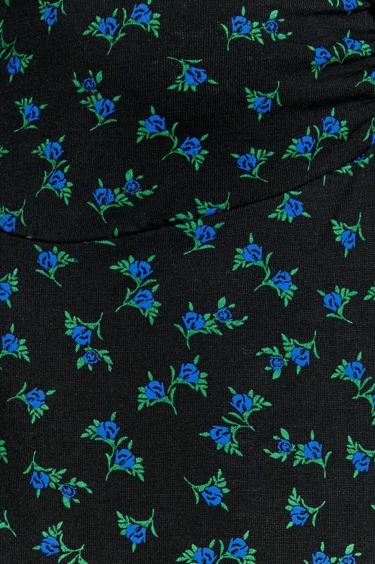 LTS Tall Black & Blue Ditsy Print Tie Neck Top 5