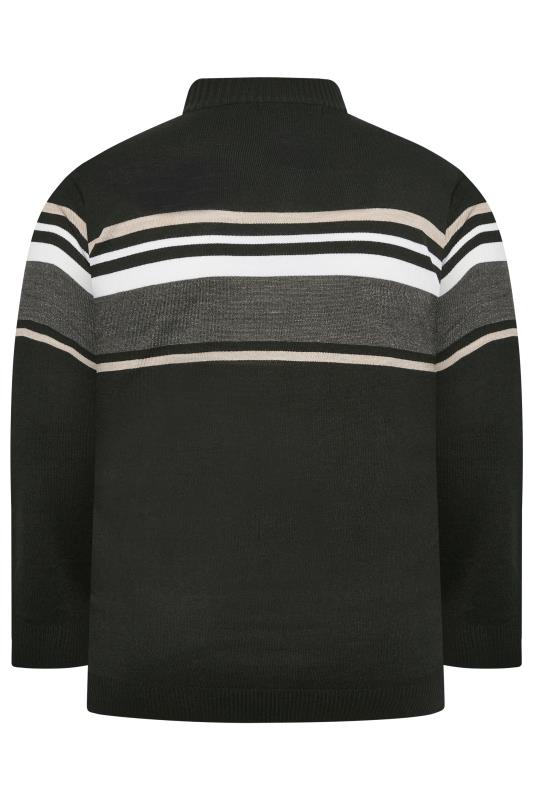 BadRhino Big & Tall Black Stripe Quarter Zip Knitted Jumper | BadRhino 5