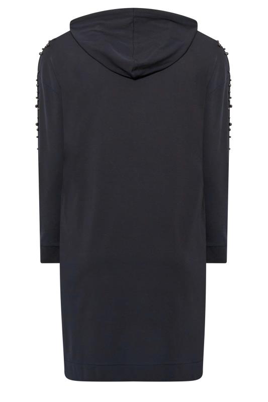 Plus Size Navy Blue Embellished Hoodie Dress | Yours Clothing 7
