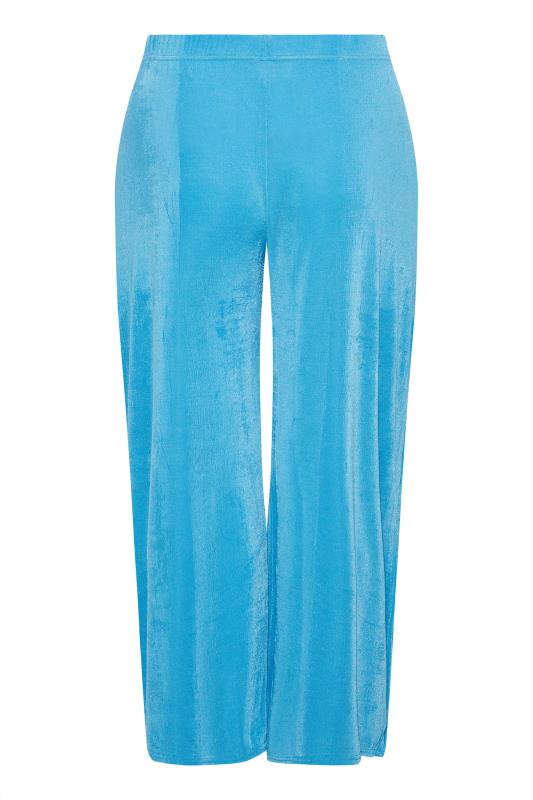 Plus Size Blue Slinky Stretch Wide Leg Trousers | Yours Clothing  5