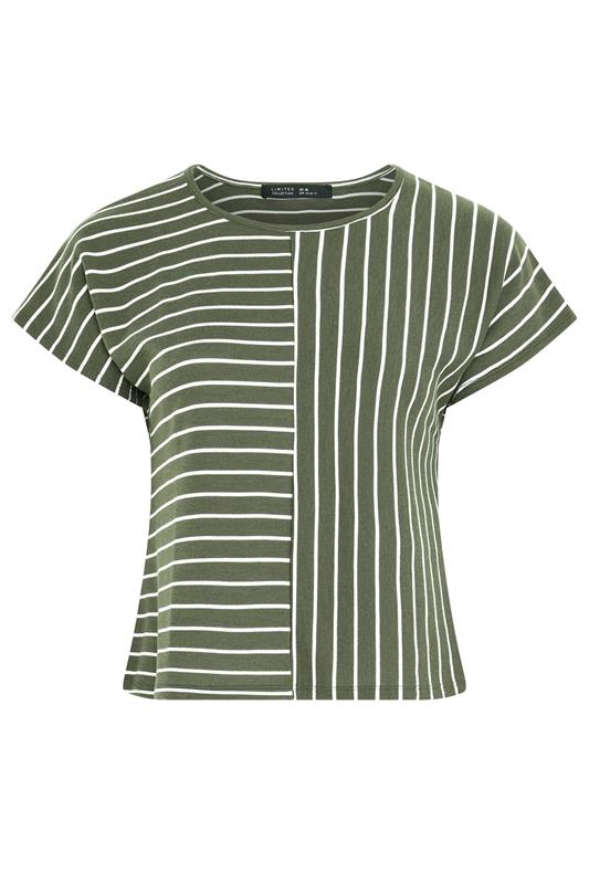 LIMITED COLLECTION Plus Size Khaki Green Stripe Tee | Yours Clothing 5