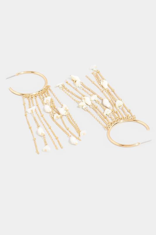Gold Shell Tassel Drop Earrings | Yours Clothing  3