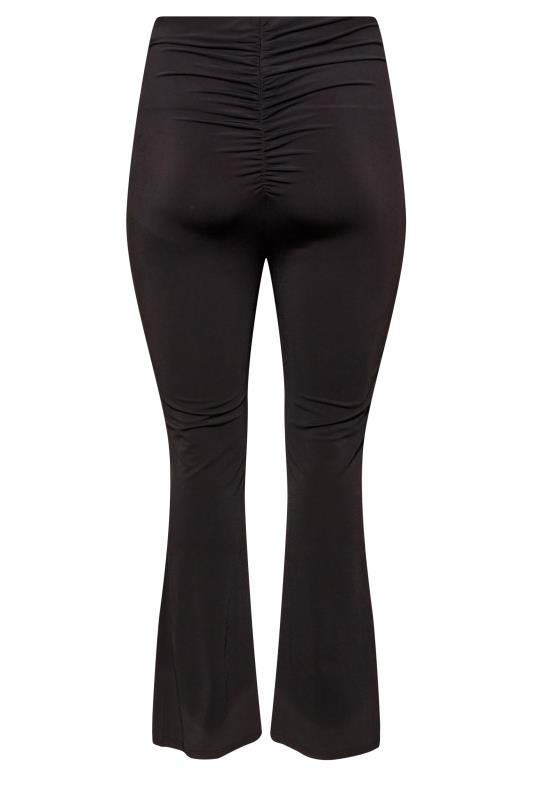 Plus Size Black Ruched Back Flared Trousers | Yours Clothing 5