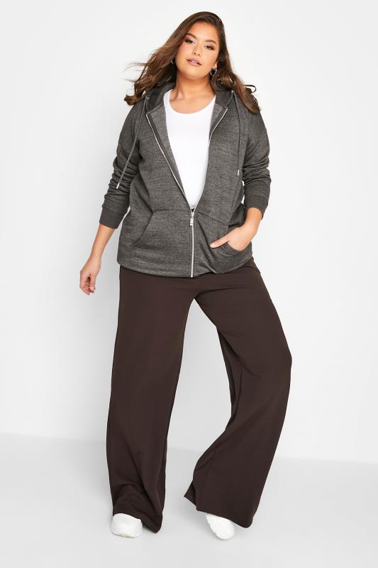 Plus Size Charcoal Grey Marl Longline Zip Through Hoodie | Yours Clothing 2