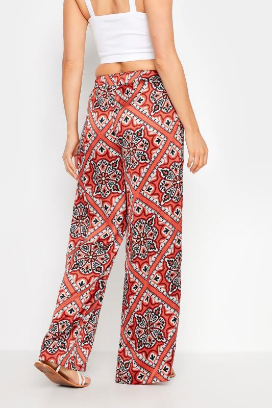 LTS Tall Rust Brown Tile Print Satin Wide Leg Trousers | Long Tall Sally 4