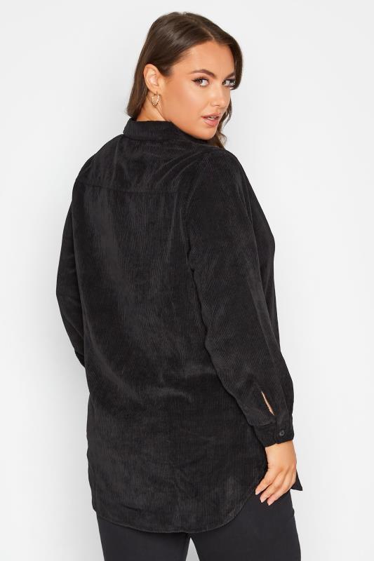 Plus Size Black Cord Longline Shirt | Yours Clothing 3