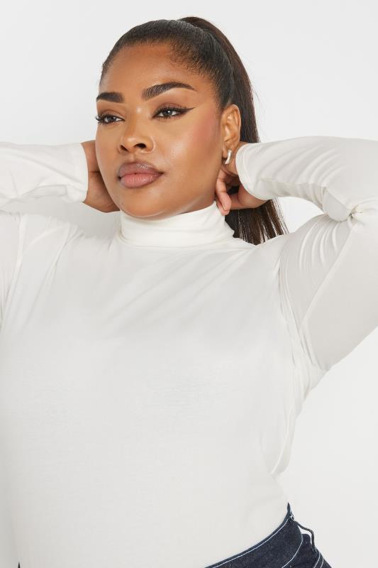 YOURS Plus Size 2 PACK Black & White Long Sleeve Turtle Neck Tops | Yours Clothing 7