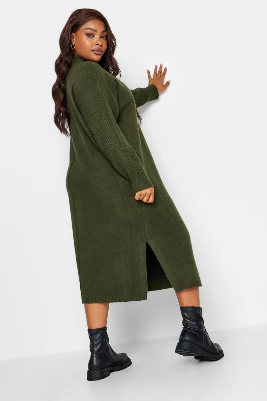 YOURS Plus Size Khaki Green Front Seam Detail Jumper Dress | Yours Clothing 4