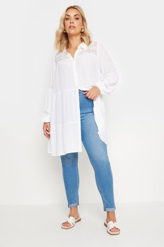  Tallas Grandes YOURS Curve White Tiered Shirt