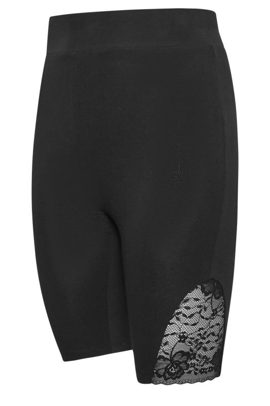 YOURS Plus Size Black Lace Insert Cycling Shorts | Yours Clothing 6