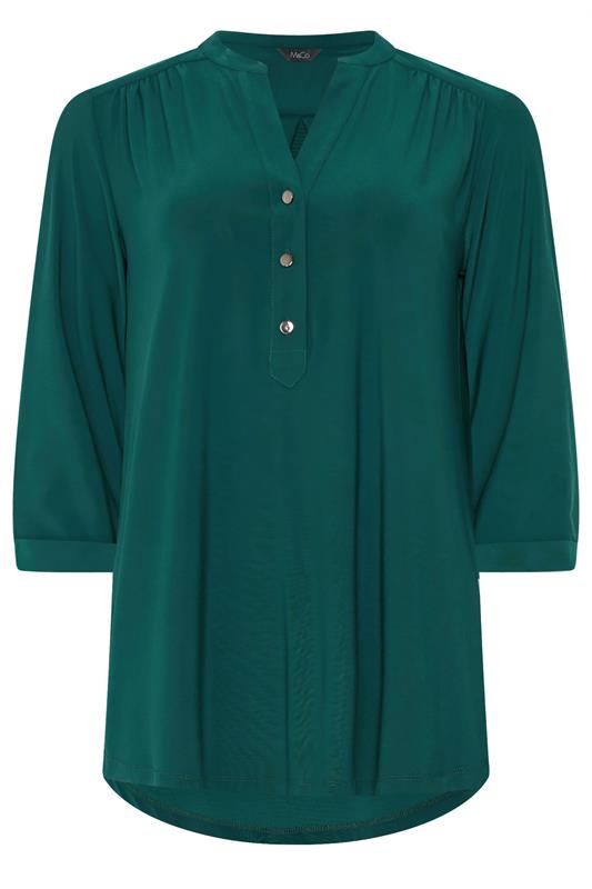 M&Co Green Half Placket Collarless Shirt | M&Co 5