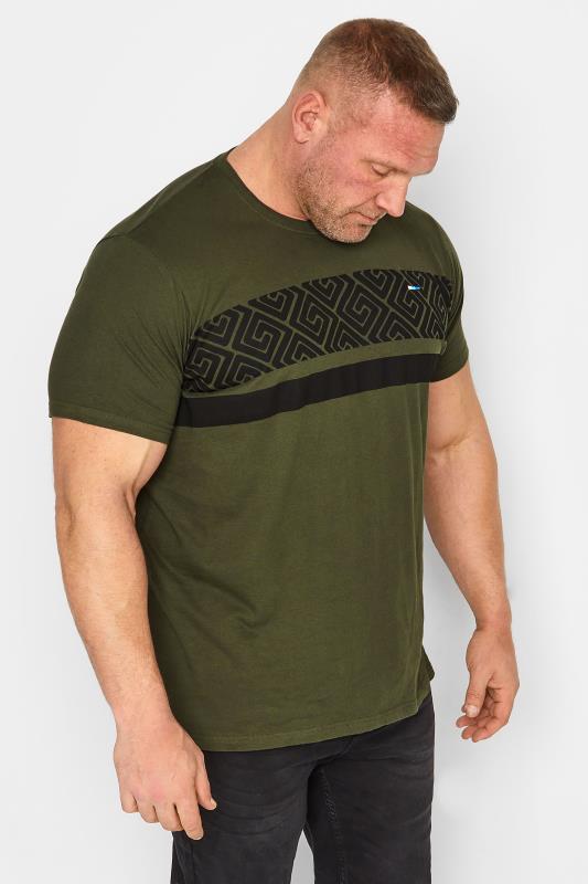 BadRhino Big & Tall Khaki Green Aztec Print T-Shirt | BadRhino 1