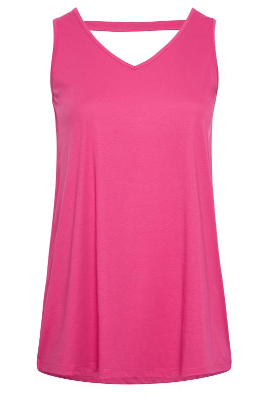 YOURS Plus Size Curve Hot Pink Bar Back Vest Top | Yours Clothing  5