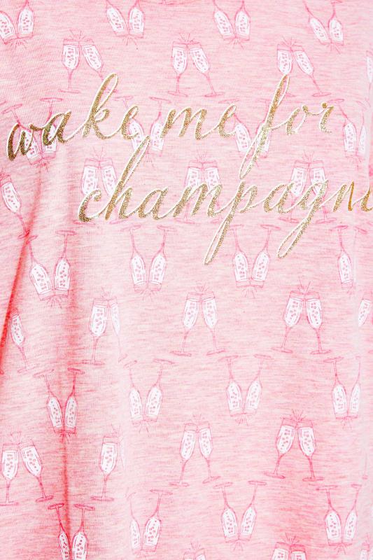 Curve Pink 'Wake Me For Champagne' Slogan Print Nightdress 4