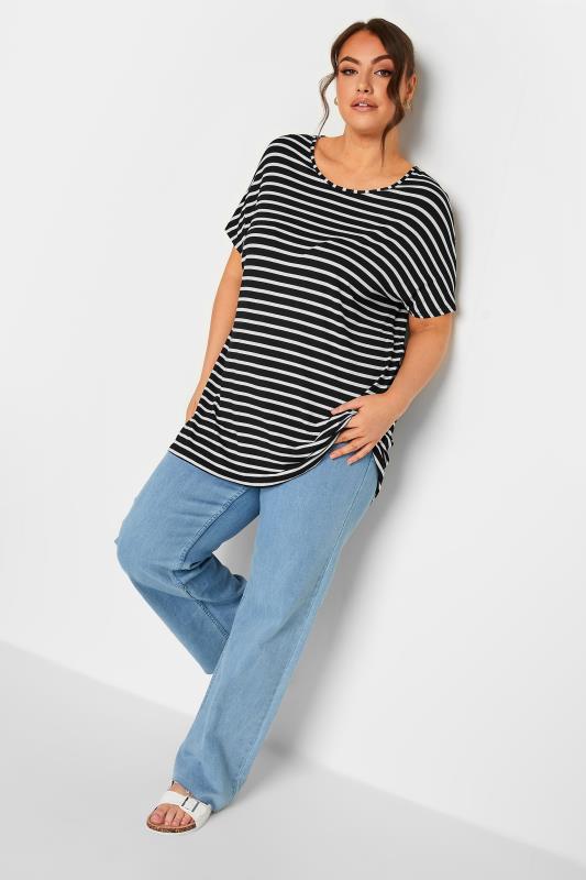 YOURS Plus Size Black & White Stripe Top | Yours Clothing 2