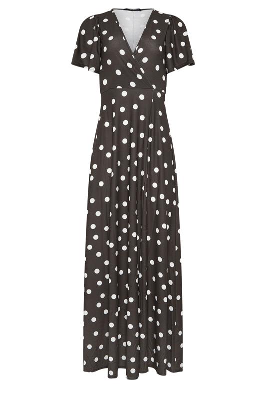 LTS Tall Women's Chocolate Brown Polka Dot Wrap Maxi Dress | Long Tall Sally  5