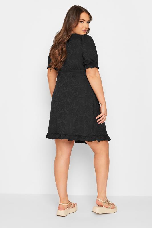 Plus Size Curve Black Floral V-Neck Mini Dress | Yours Clothing 3
