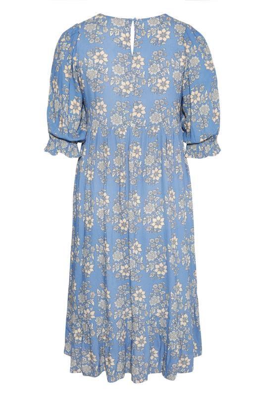 BUMP IT UP MATERNITY Curve Blue Floral Tiered Smock Dress 6
