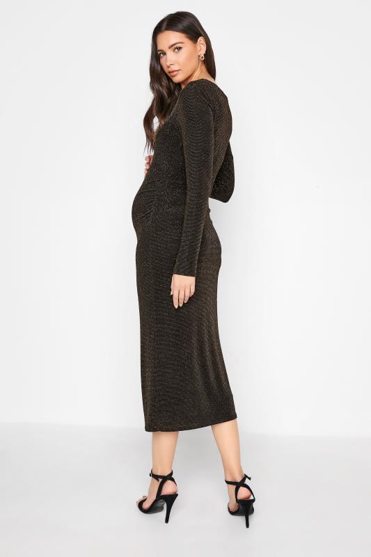 LTS Tall Maternity Black Glitter Tube Midi Dress 3