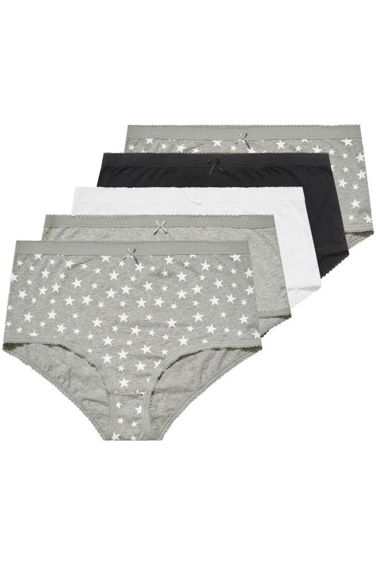 5 PACK Grey Star Print Full Briefs_Multi.jpg