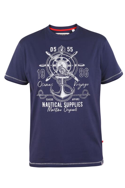 D555 Big & Tall Navy Blue 'Nautical Supplies' Printed T-Shirt 2