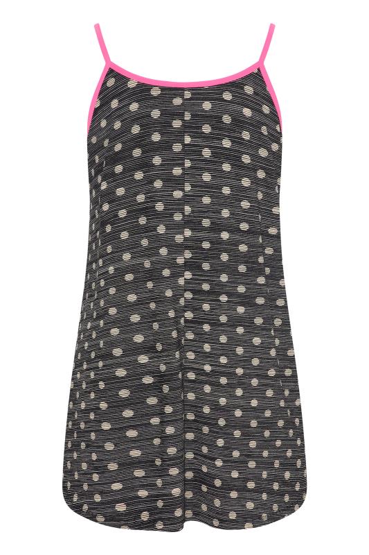 Plus Size Black Polka Dot Stripe Print Contrast Strap Vest Top | Yours Clothing 7