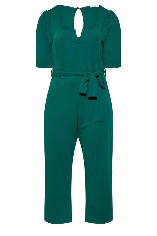 YOURS LONDON Plus Size Green Notch Neck Tie Waist Jumpsuit | Yours Clothing 6