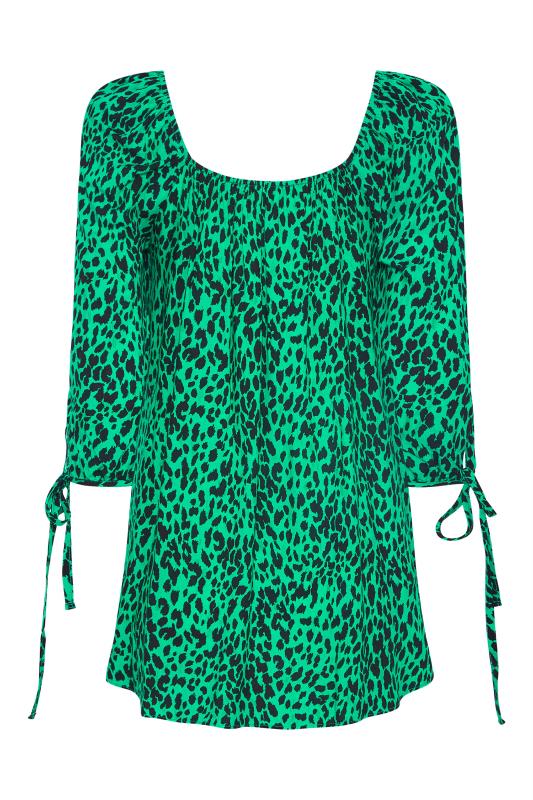 LTS Tall Green Leopard Print Shirred Top 7