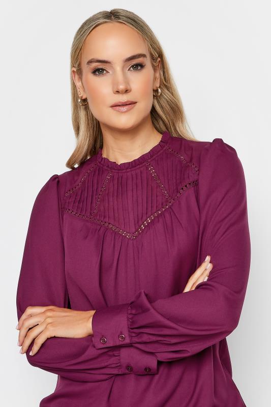 LTS Tall Berry Red Lace Detail Blouse | Long Tall Sally  4