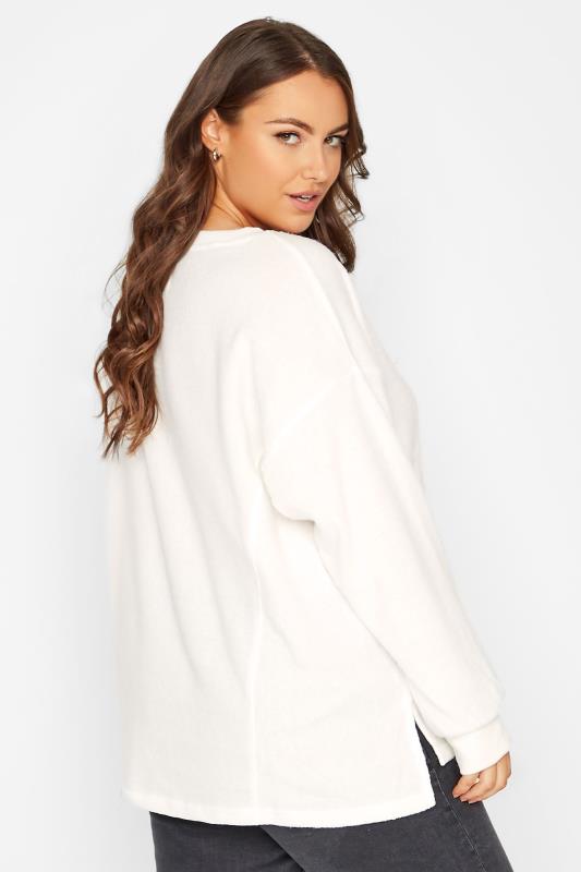 Plus Size White V-Neck Soft Touch Fleece Sweatshirt | Yours Clothing 3