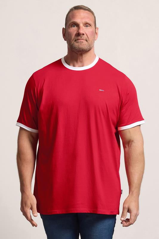  BadRhino Big & Tall T-shirt rouge à bordures contrastées extra-long