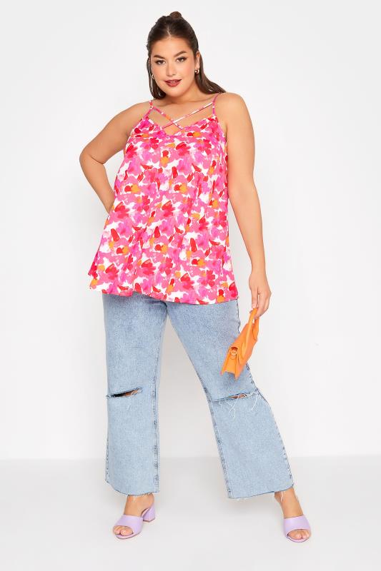 LIMITED COLLECTION Curve Pink Floral Print Cami Top_B.jpg