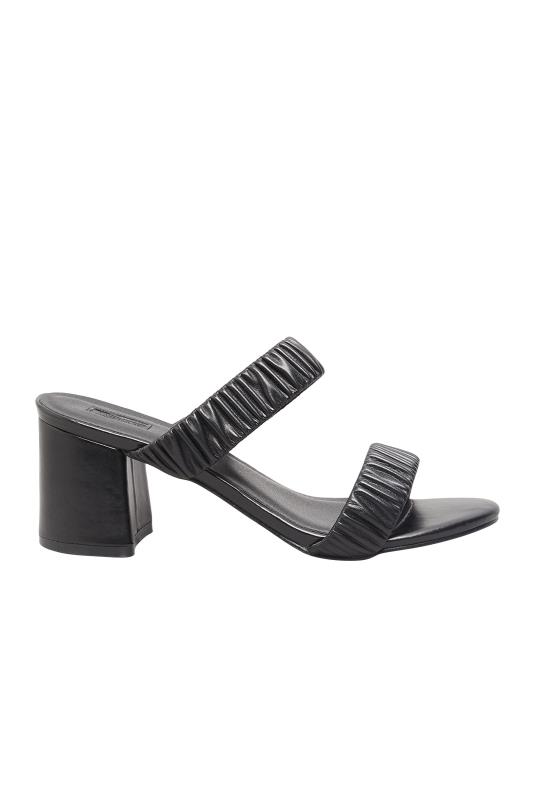 LIMITED COLLECTION Black Ruched Block Heeled Sandal In Extra Wide Fit | Yours Clothing 7