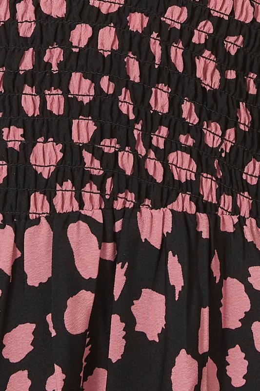Curve Black Dalmatian Print Shirred Smock Midi Dress 5