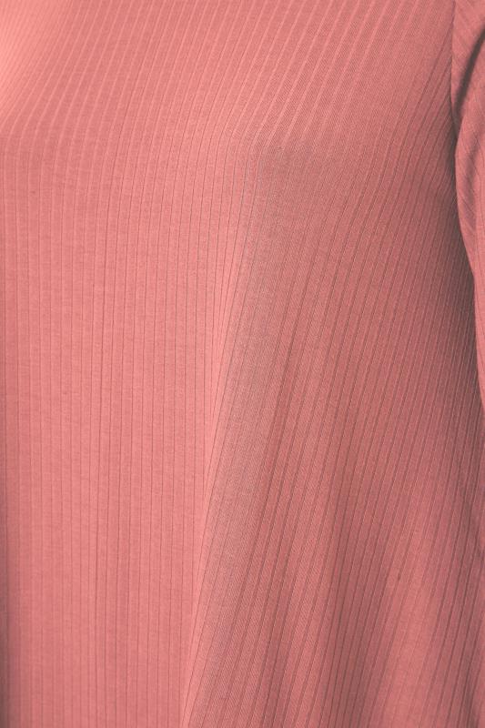 Curve Pink Long Sleeve Ribbed Swing Top 5