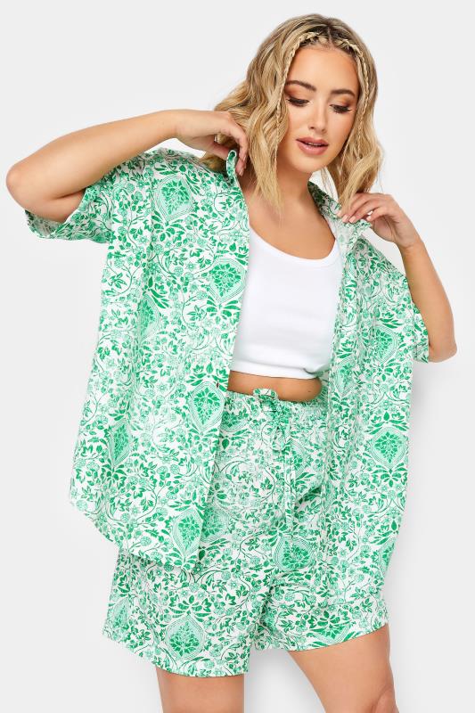 LIMITED COLLECTION Plus Size Green Paisley Print Shirt | Yours Clothing 1