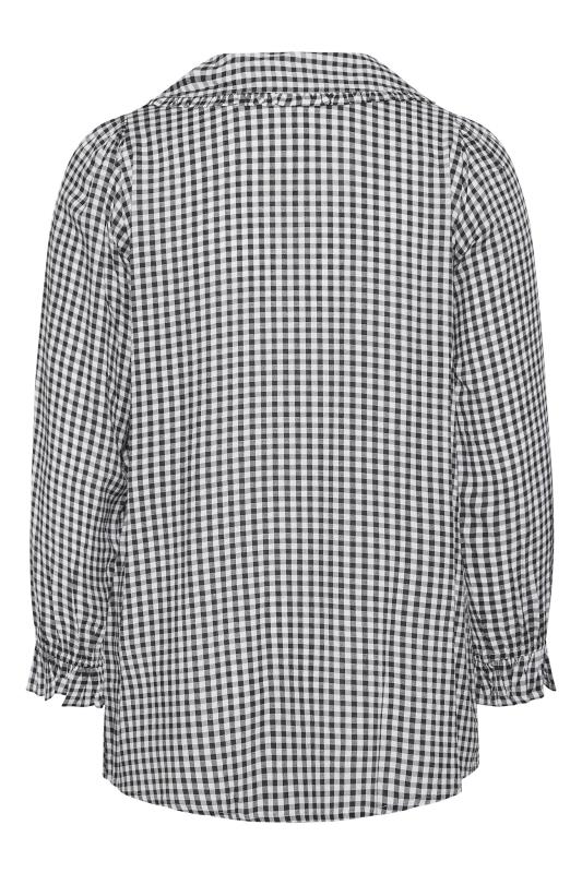 Plus Size Black Gingham Collar Shirt 