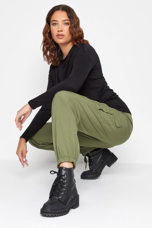 LTS Tall Women's Khaki Green Cuffed Cargo Trousers | Long Tall Sally 2