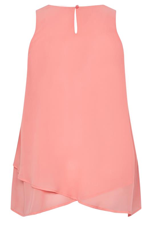 YOURS LONDON Plus Size Pink Layered Vest Top | Yours Clothing 7