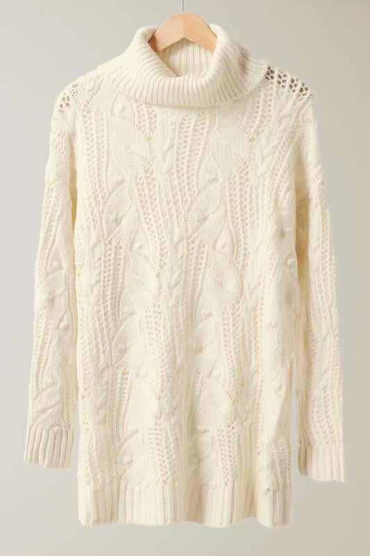 EVANS Plus Size White Roll Neck Knitted Jumper | Evans 6