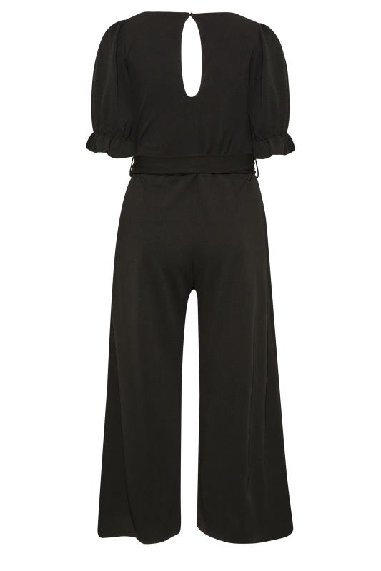 YOURS LONDON Plus Size Black Sweetheart Puff Sleeve Jumpsuit | Yours Clothing 8