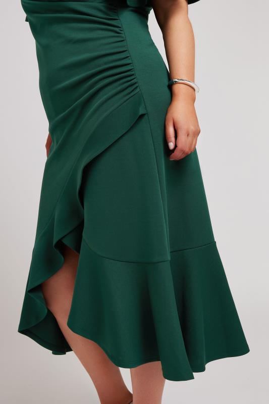 YOURS LONDON Plus Size Emerald Green Ruched Midi Dress | Yours Clothing 4