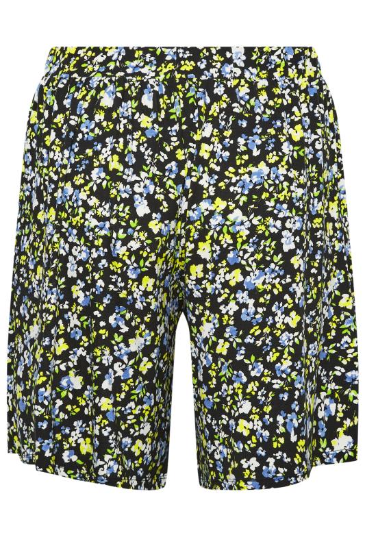 YOURS Plus Size Black & Floral | Clothing Shorts Print Pull Blue On Yours