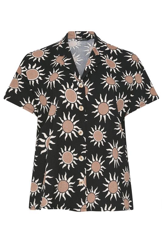 YOURS Plus Size Black Sun Print Crinkle Shirt | Yours Clothing 5