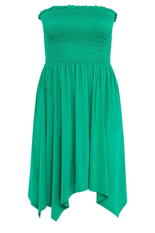 YOURS Plus Size Green Shirred Bandeau Longline Top | Yours Clothing 5